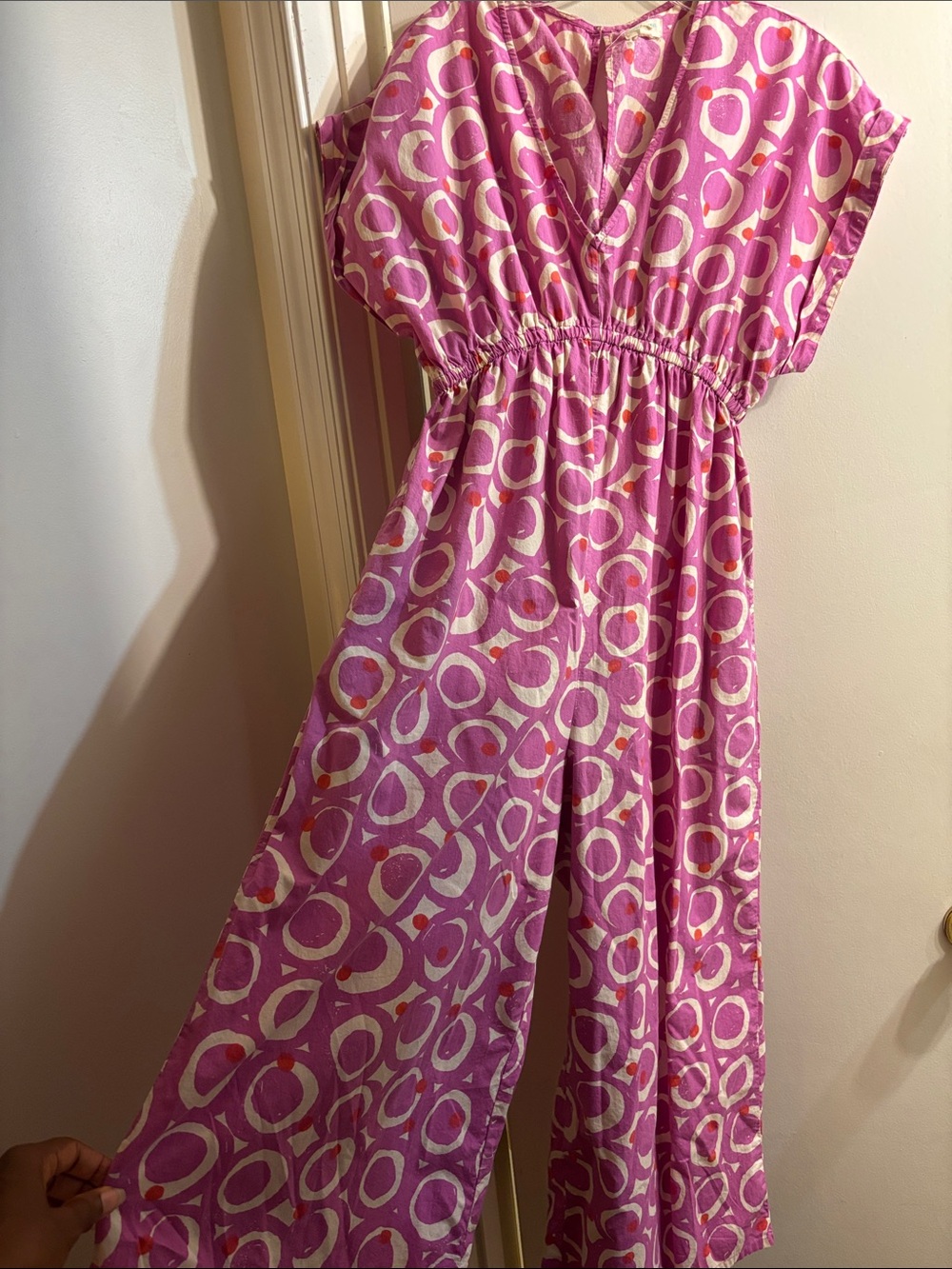 Cost Plus World Market Pink Circle-Print Jumpsuit